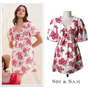 Sim & Sam Poplin Print Dress. Size Medium